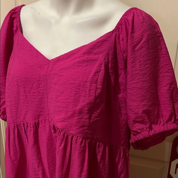 Nine West Fuchsia Mini Dress. 2X. Smocked back. - Picture 2 of 11